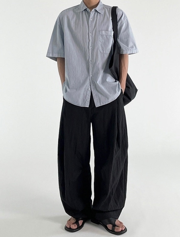 Black Wide Leg Casual Straight Trousers Korean Style