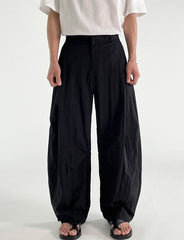 Black Wide Leg Casual Straight Trousers Korean Style