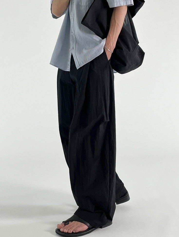 Black Wide Leg Casual Straight Trousers Korean Style