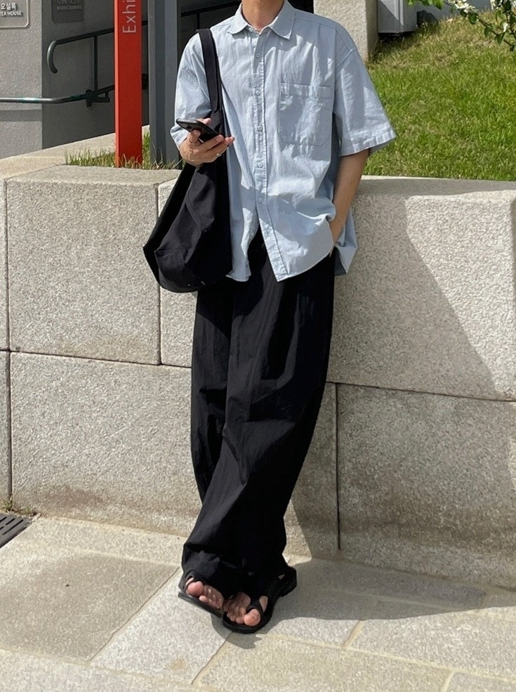 Black Wide Leg Casual Straight Trousers Korean Style