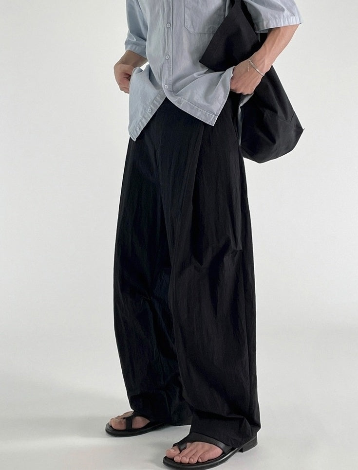 Black Wide Leg Casual Straight Trousers Korean Style