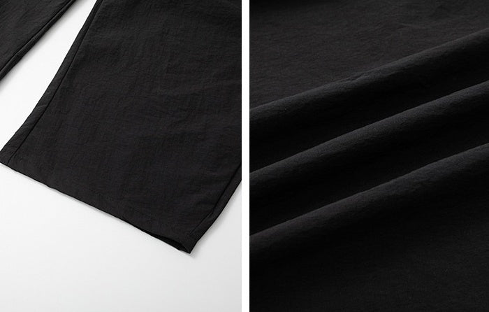 Black Wide Leg Casual Straight Trousers Korean Style