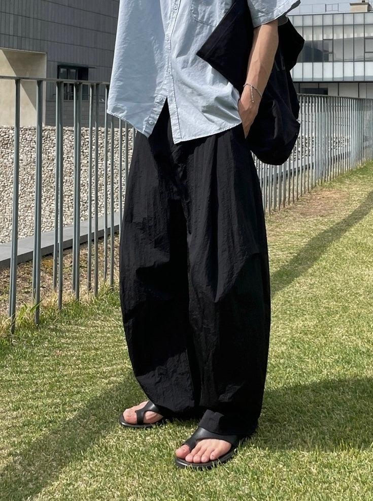 Black Wide Leg Casual Straight Trousers Korean Style