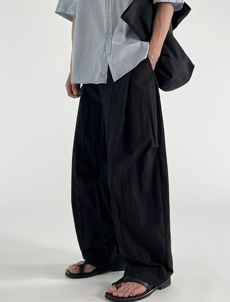 Black Wide Leg Casual Straight Trousers Korean Style