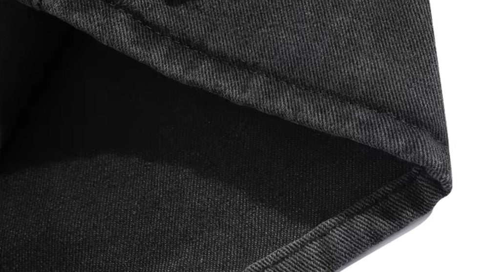 Black Wide-Leg Patched Denim Shorts