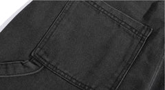 Black Wide-Leg Patched Denim Shorts