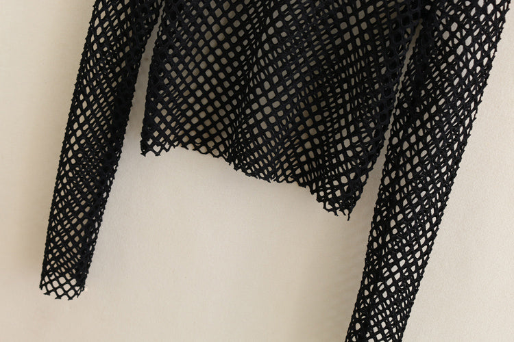 Black Wide Mesh Top