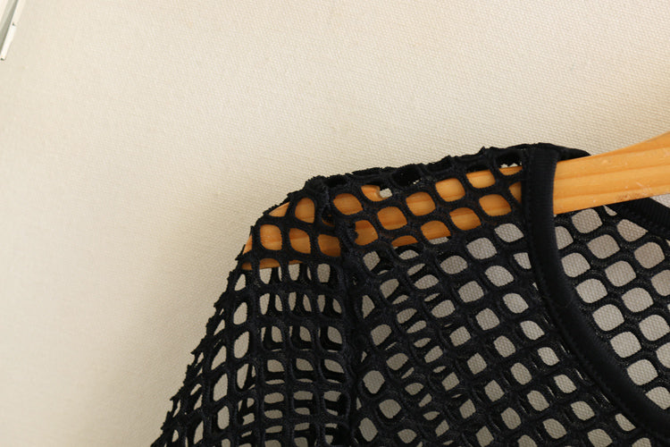 Black Wide Mesh Top