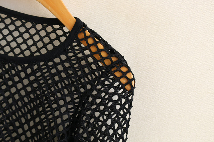 Black Wide Mesh Top