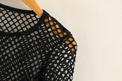 Black Wide Mesh Top