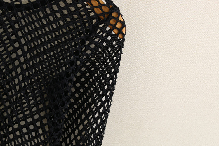 Black Wide Mesh Top