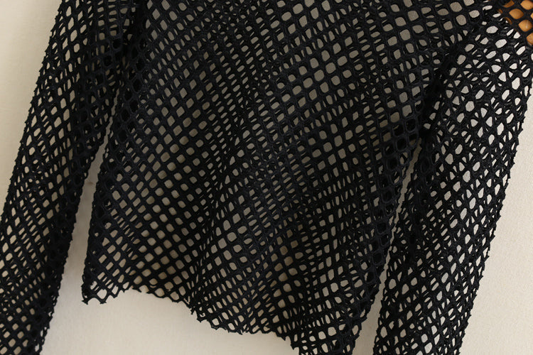 Black Wide Mesh Top