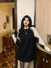 Black Zigzag Sleeves Sweater
