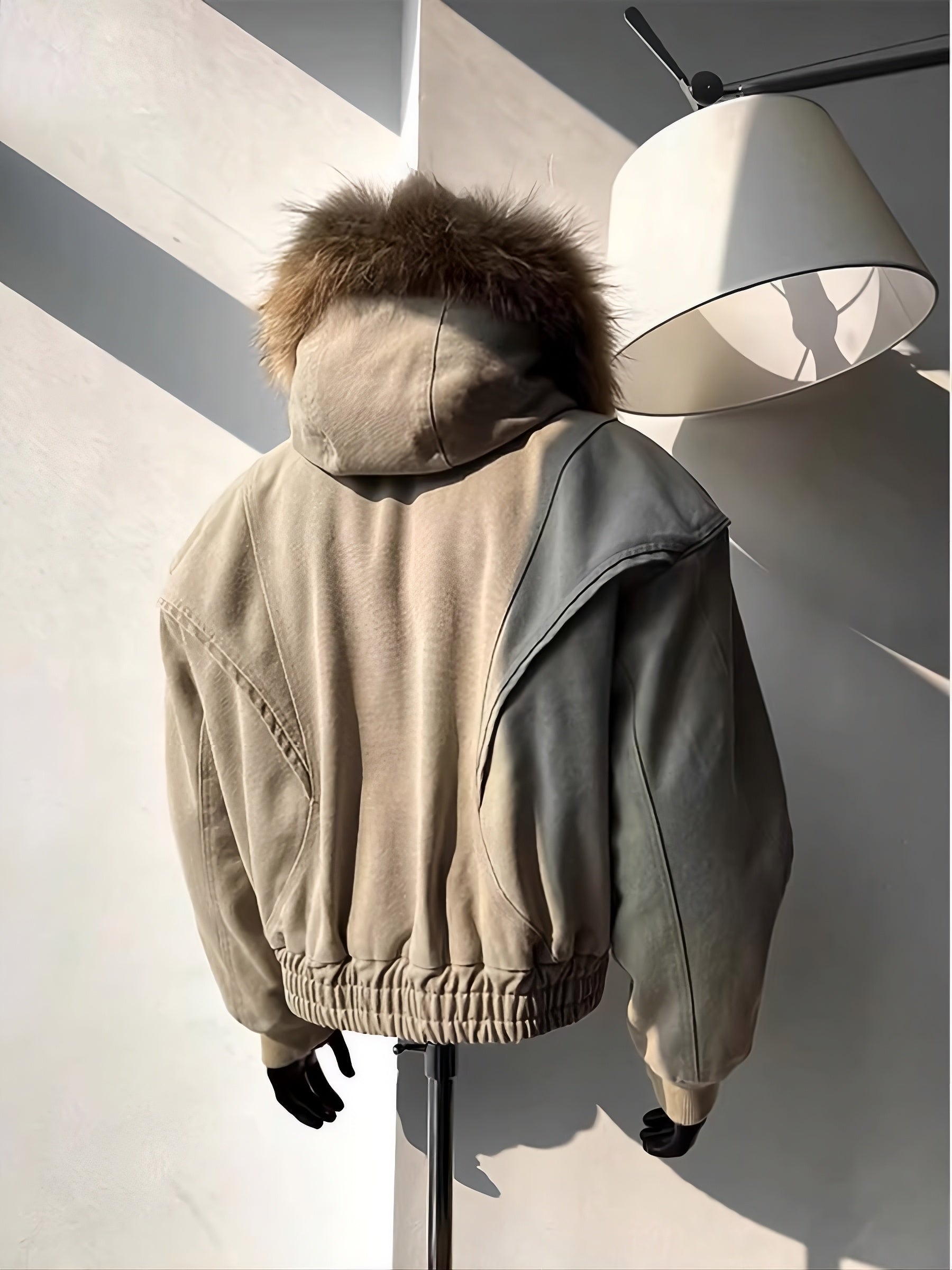 Black Zip-Up Faux Fur Hood Jacket