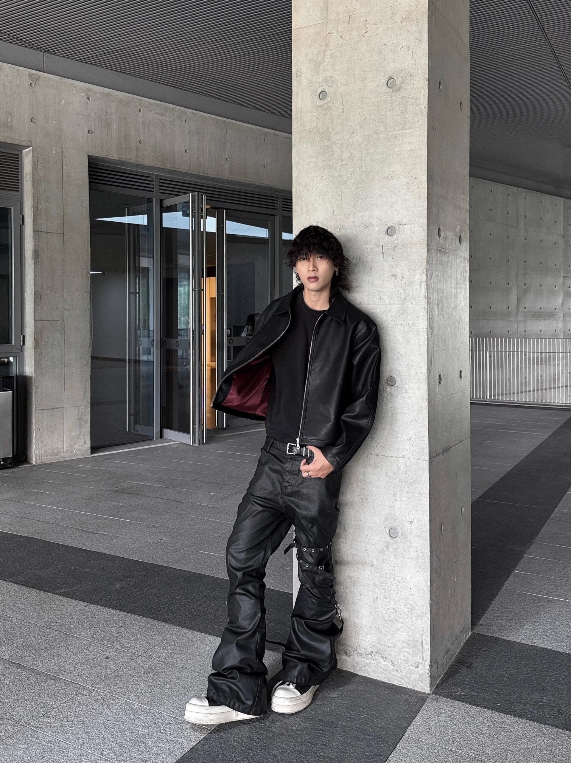 Black Zip-Up Faux Leather Jacket