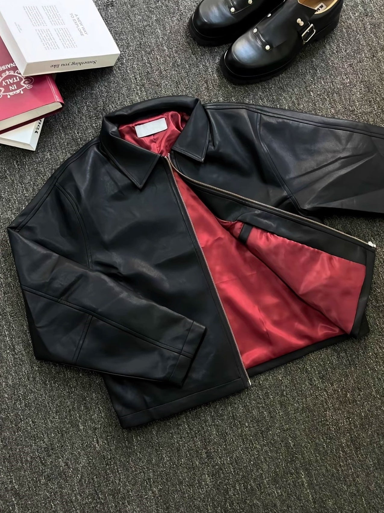Black Zip-Up Faux Leather Jacket