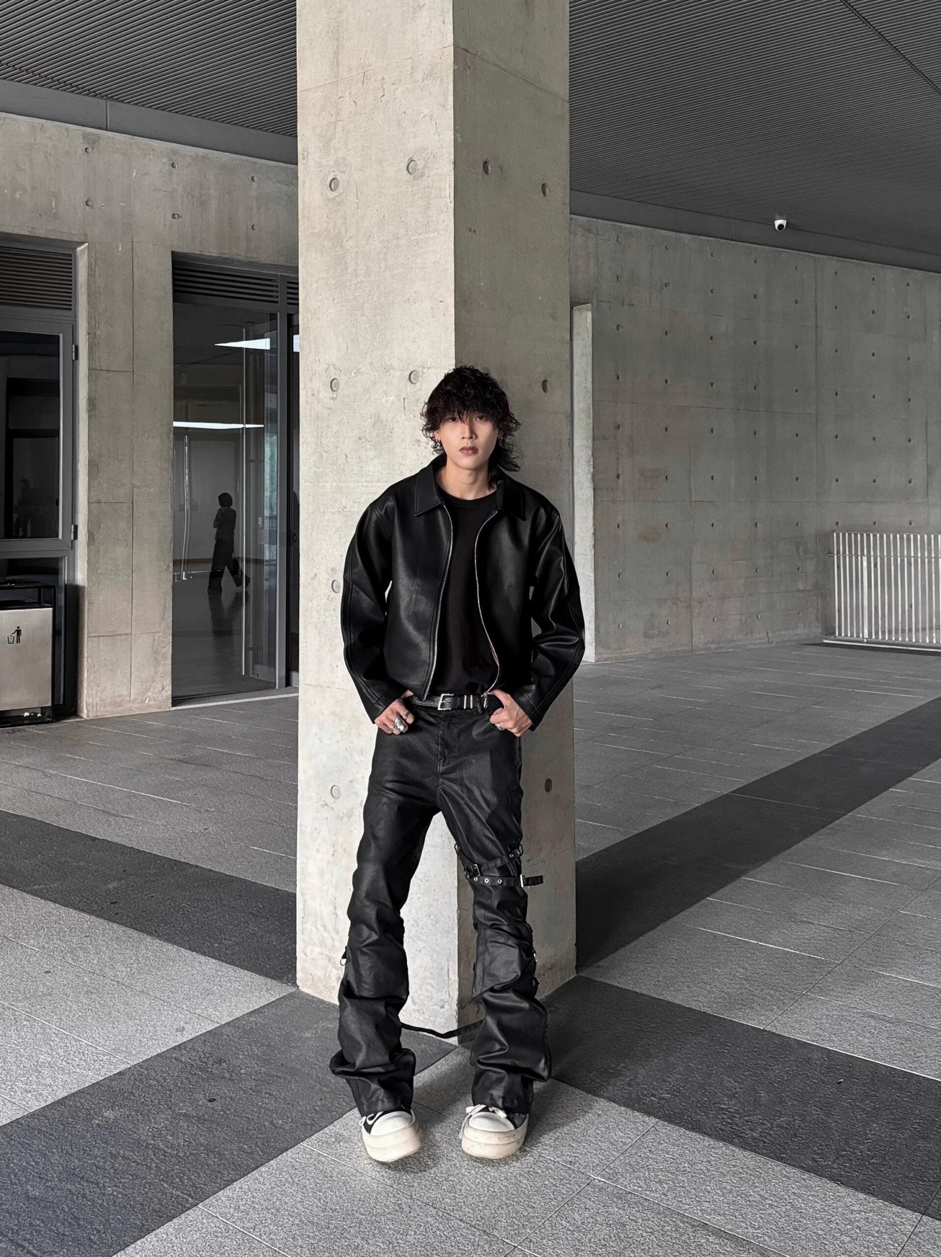 Black Zip-Up Faux Leather Jacket
