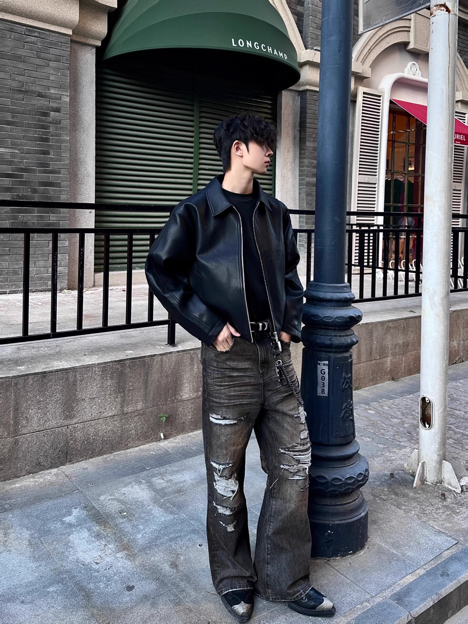Black Zip-Up Faux Leather Jacket
