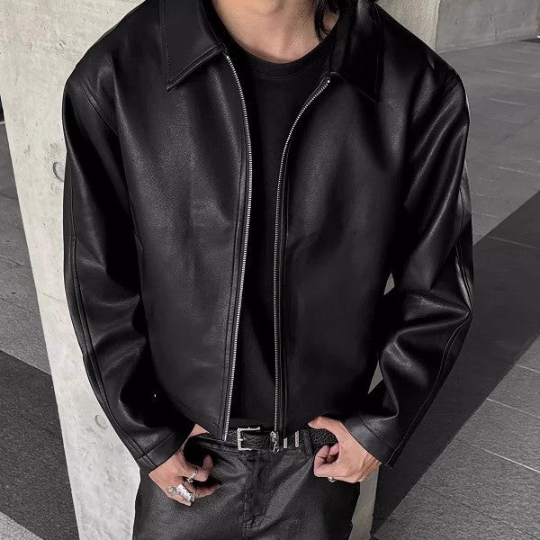 Black Zip-Up Faux Leather Jacket