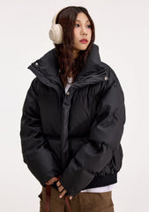 Black Zip-Up Puffer Jacket