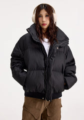 Black Zip-Up Puffer Jacket