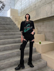 Black Zipper Cut-Out Jeans