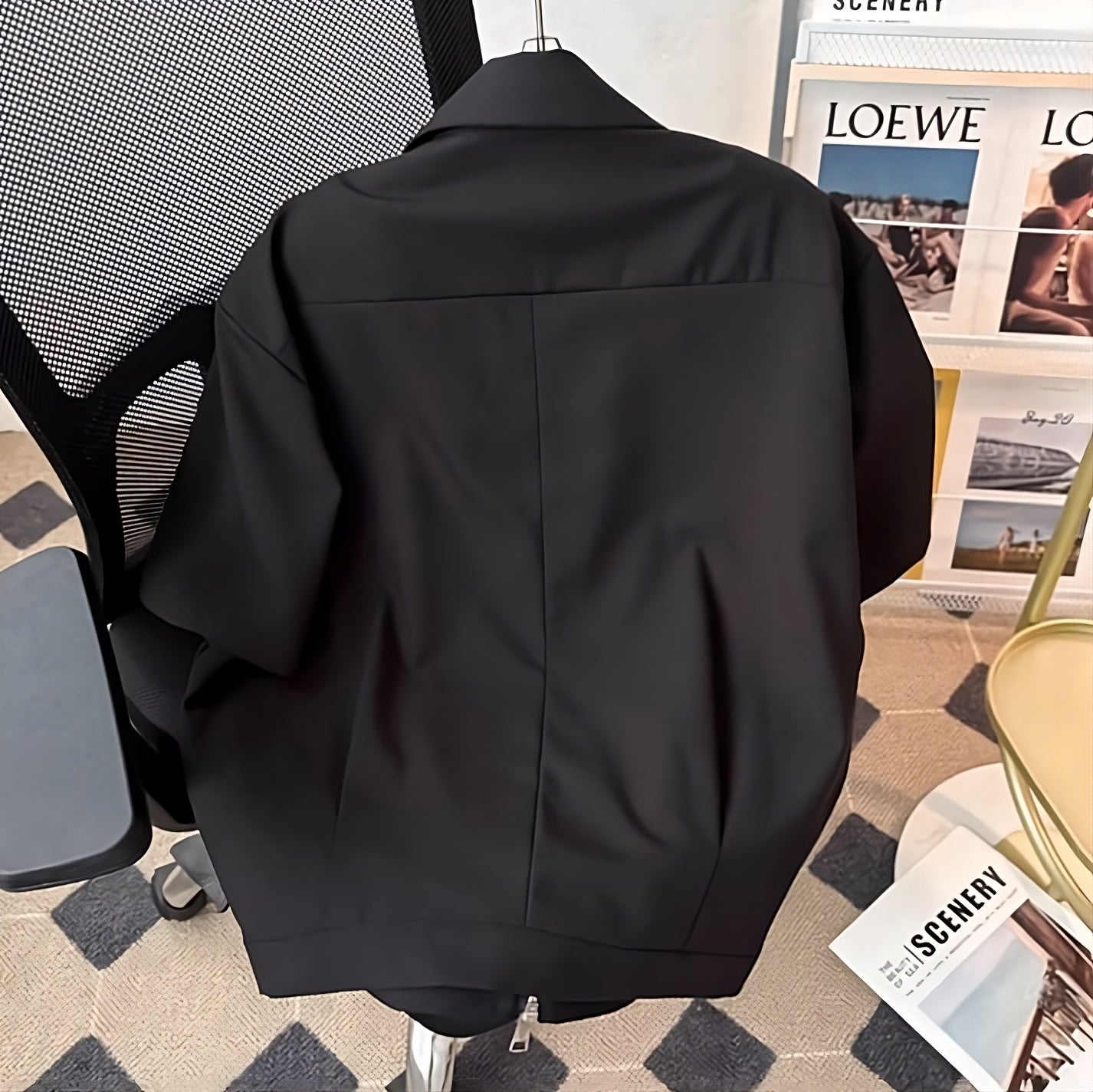 Black Zipper Short Sleeves Shirt