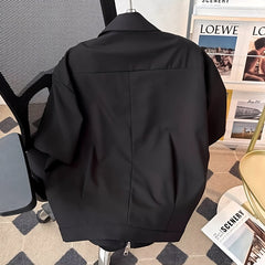 Black Zipper Short Sleeves Shirt