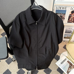 Black Zipper Short Sleeves Shirt