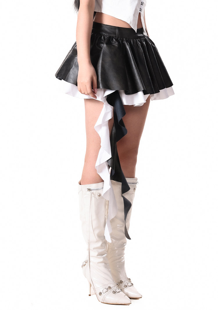 Black & White Layered Mini Skirt