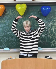 Black and White Striped Oversized Sweatshirt