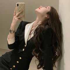 Black and White Suit Dress And Blazer Set