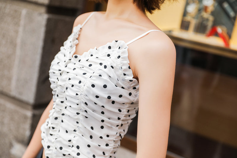 White Crop Top With Dots