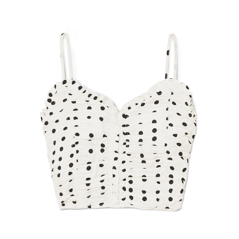 White Crop Top With Dots
