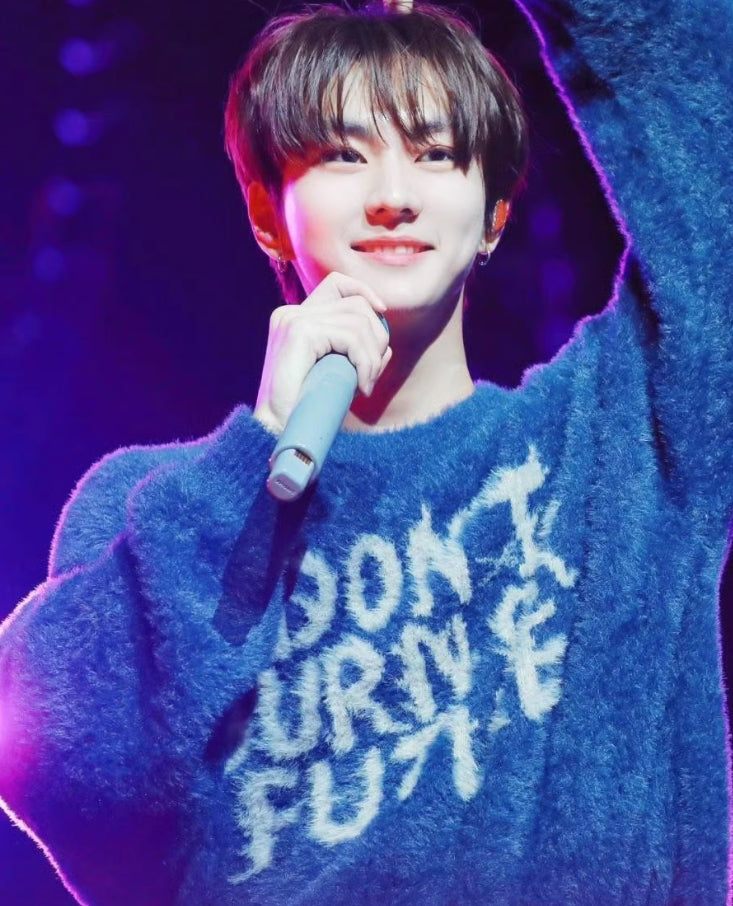 Blue “Don't Burn Our Futureâ€?Knit Sweater