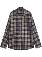 Blue And Beige Plaid Long Sleeve Shirt