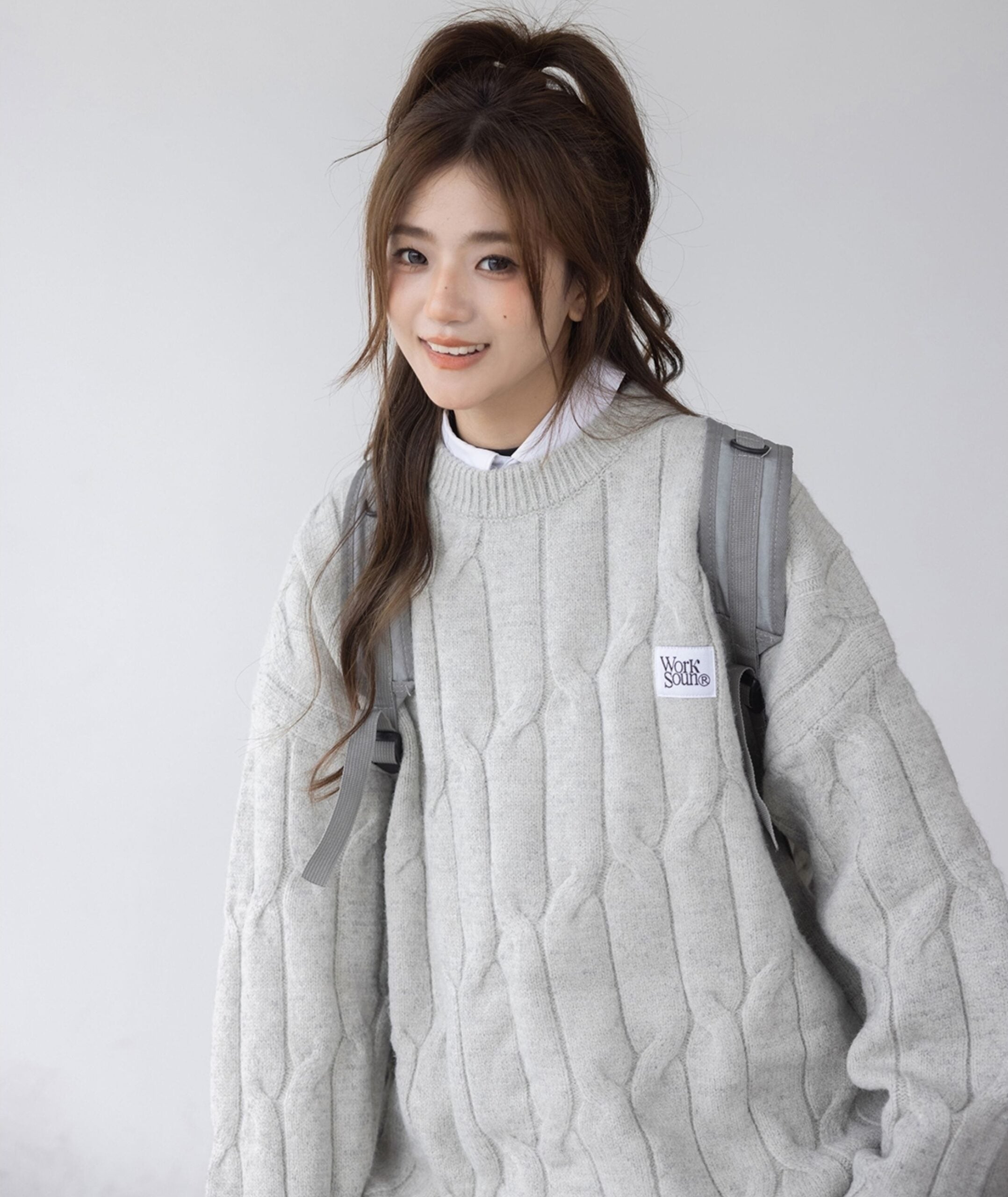 Blue Cable Knit Cozy Sweater Top