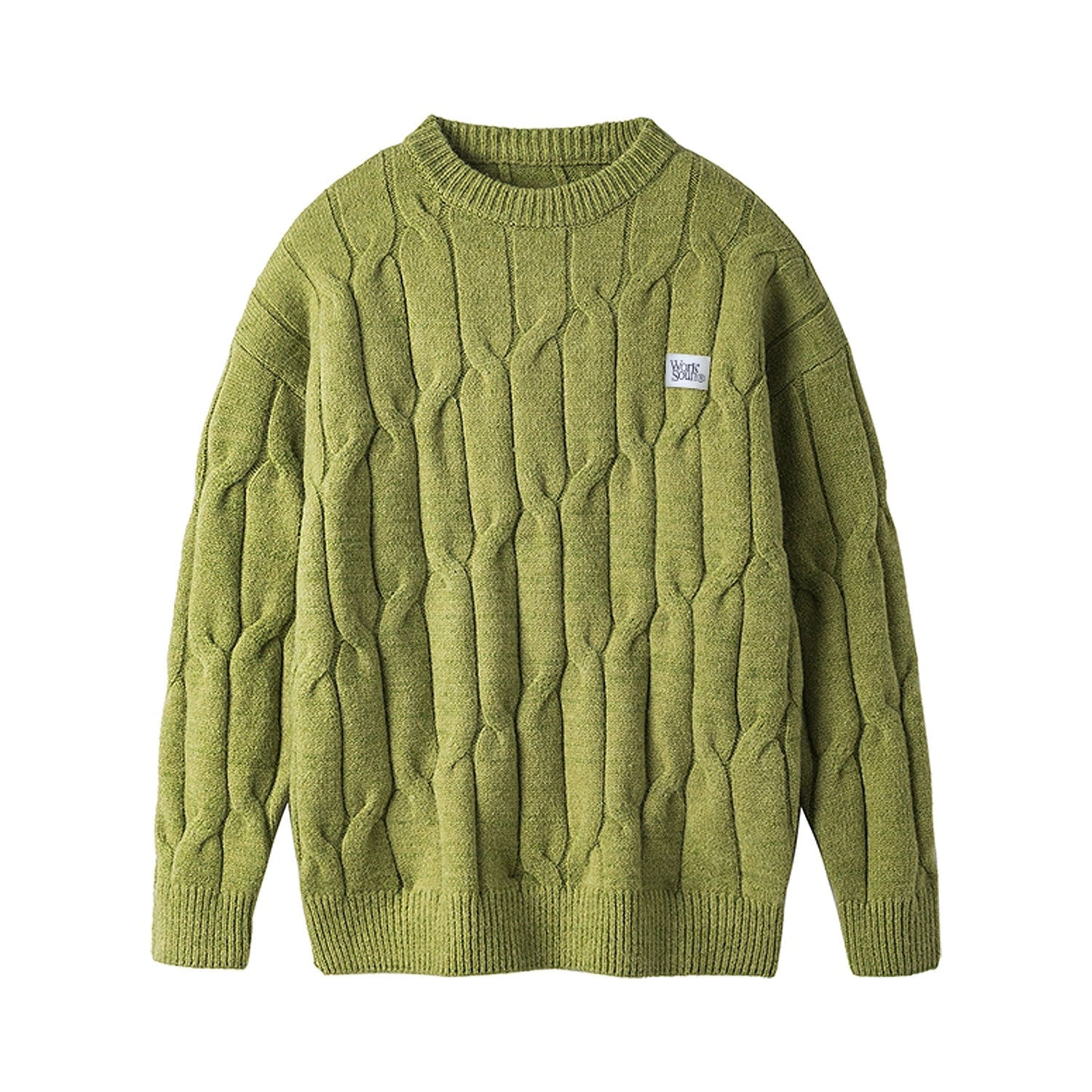 Blue Cable Knit Sweater Cozy Korean Style Pullover