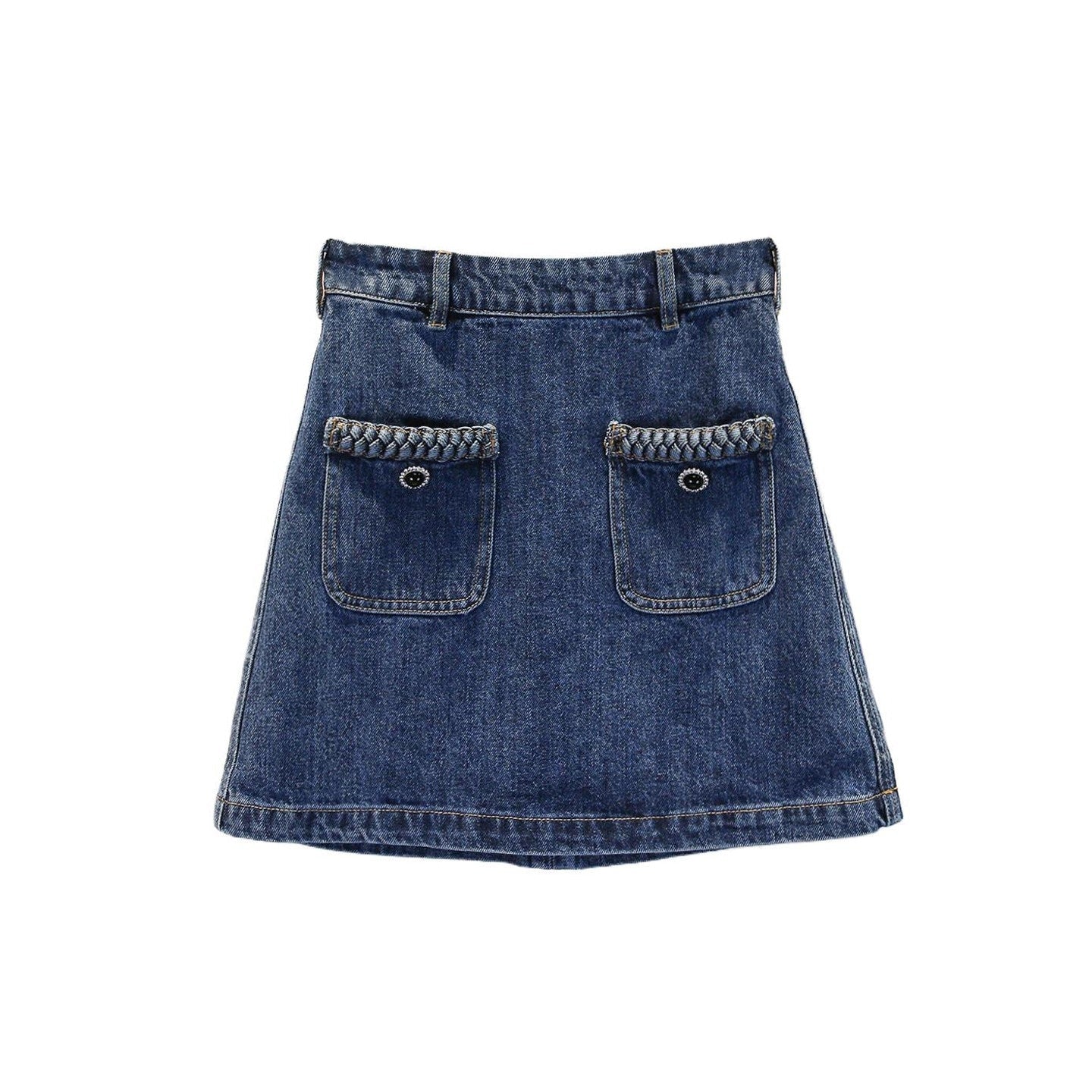 Blue Chain-Trim Denim Mini Skirt