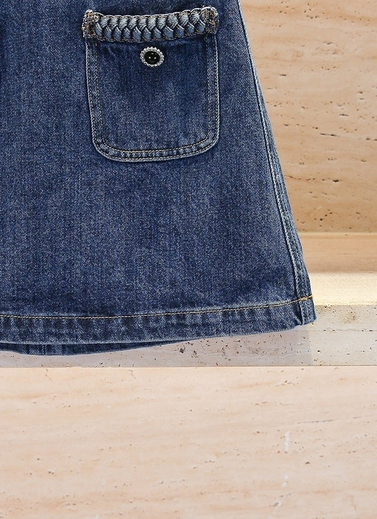 Blue Chain-Trim Denim Mini Skirt