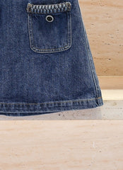 Blue Chain-Trim Denim Mini Skirt
