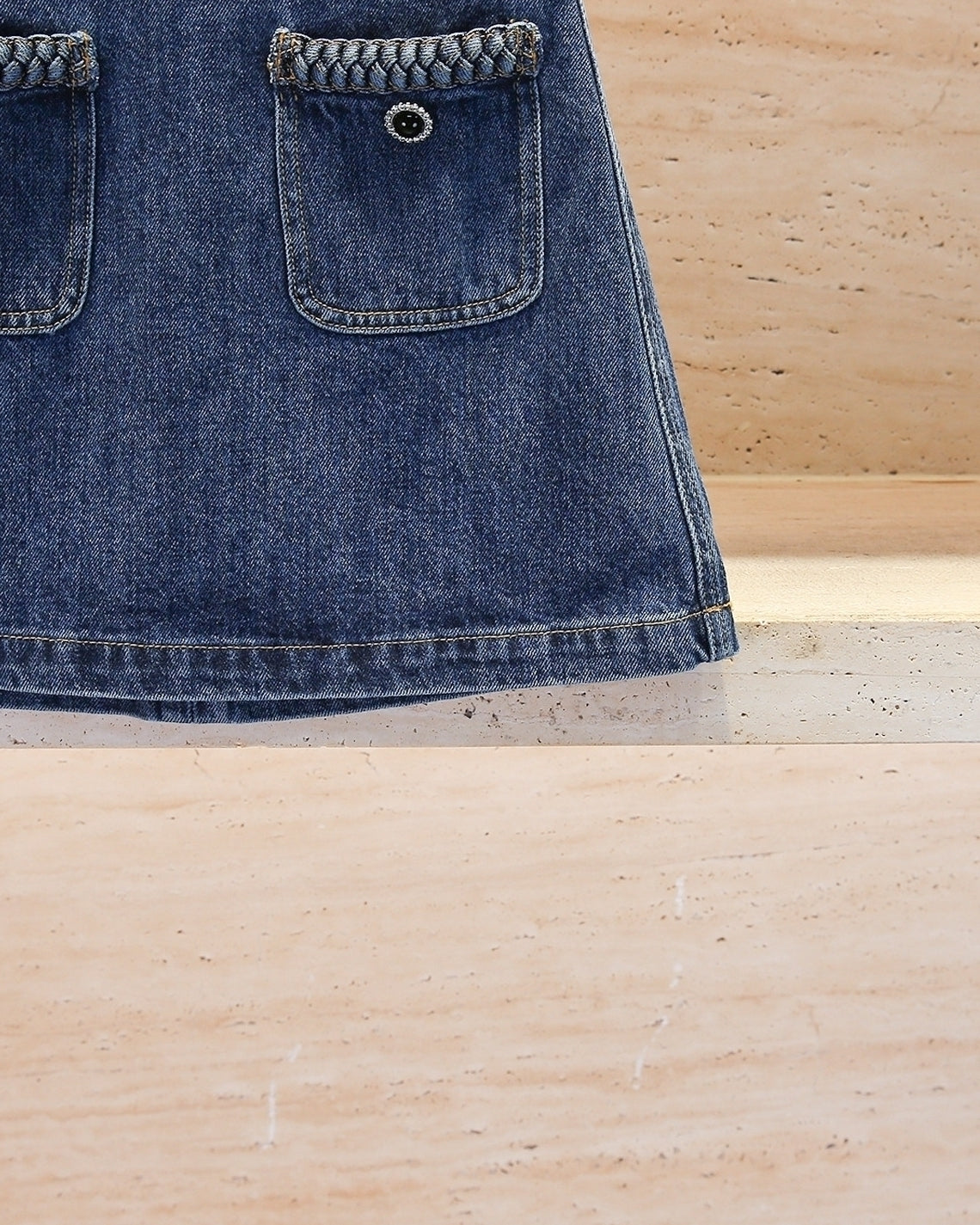 Blue Chain-Trim Denim Mini Skirt