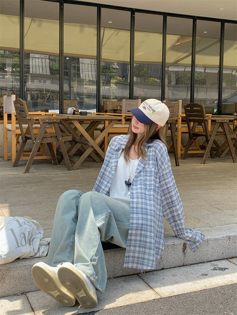 Blue Checkered Casual Flannel Shirt