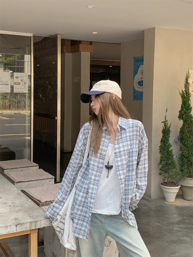 Blue Checkered Casual Flannel Shirt