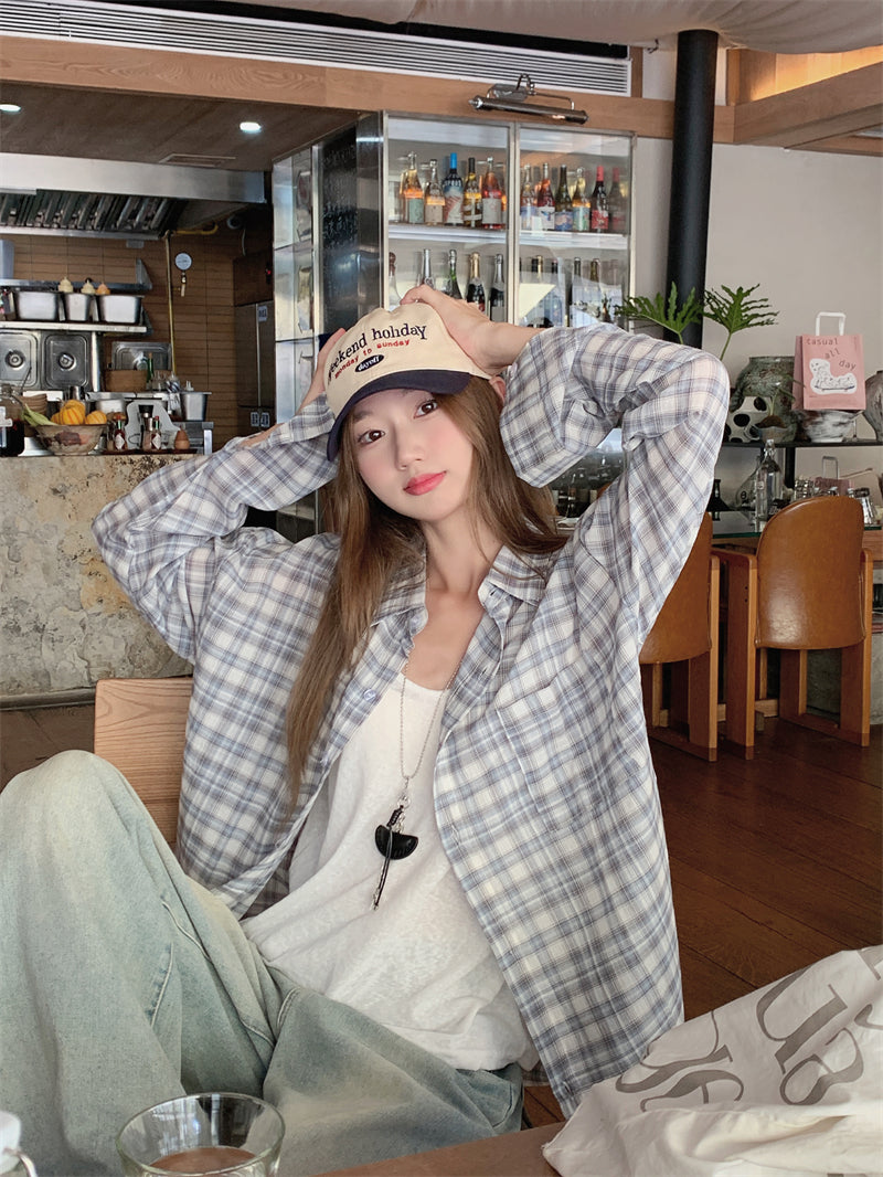 Blue Checkered Casual Flannel Shirt
