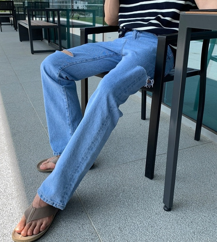 Blue Clean Ripped Jeans