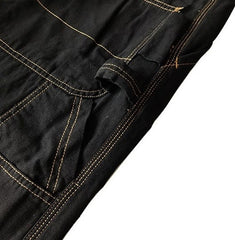 Blue Criss-Cross Stitched Loose Jeans