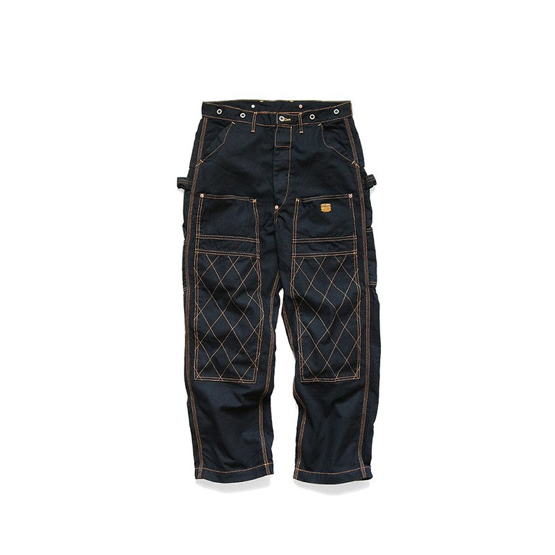 Blue Criss-Cross Stitched Loose Jeans