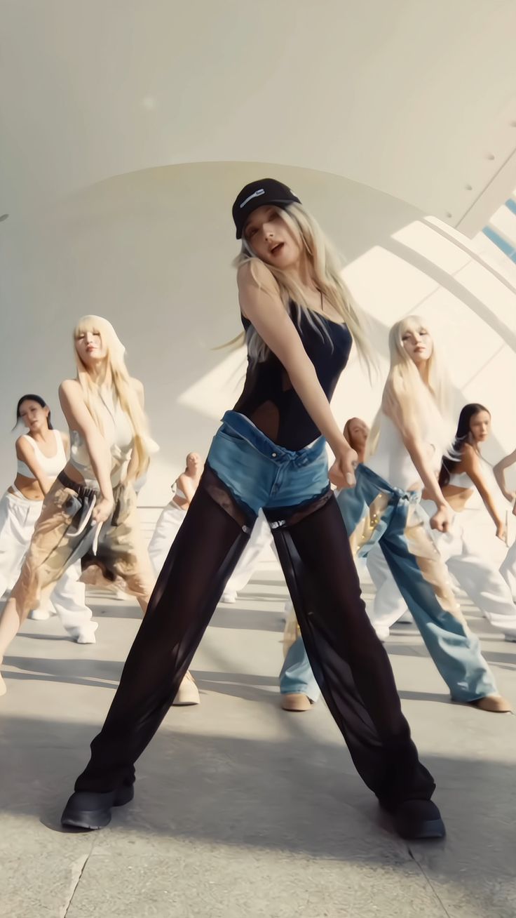 Blue Denim And Sheer Black Lace Panel Pants