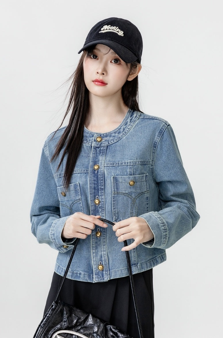Blue Denim Jacket Casual Cardigan